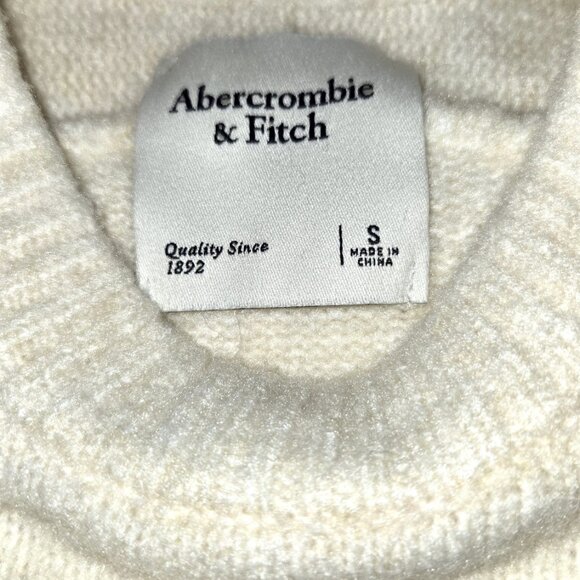 Abercrombie & Fitch Madeline Crew cream knit sweater gray bow S - Picture 6 of 7